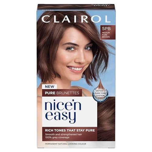 Image of Clairol Nice n’ Easy Pure Brunettes Hair Colour | Pure and Rich Brown Tones | Smooth, Natural Hair Colour | With Pre-Colour Serum | 100% Grey Coverage | 5PB Medium Mocha Brown| Permanent Hair Dye
