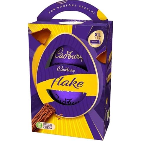 Image of Cadbury Flake Milk Chocolate Easter Egg, Includes 1 Large Egg and 3 Chocolate Bars, 232 g (Pack of 1)