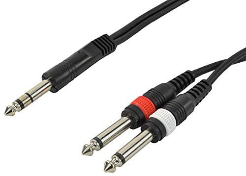 Image of Cobra Two Mono 1/4 inch 6.35mm Jack To One Stereo Jack Lead 3 metre, Flexible cable