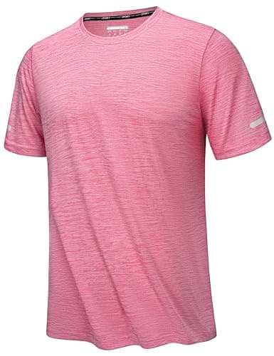Image of KEFITEVD Men's Sports T Shirt Quick Dry Running Tops Short Sleeve Lightweight T-Shirt Men for Gym Running,Pink,M
