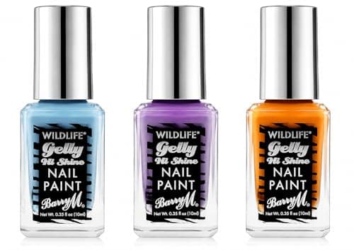 Image of Barry M Wildlife Gelly Hi Shine Vegan Nail Paint Set of 3 shades | 10ml each (Desert Orange, Native Purple, Ocean Blue)