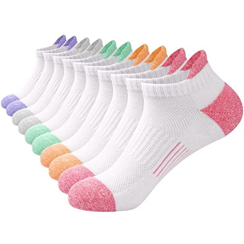 Image of ILovDaisy Trainer Running Socks Womens 5 Pairs, Multicolor Ankle Sports Socks Women Cushioned Breathable Socks, Low Cut Athletic Blister Socks for Ladies Girls 6-8