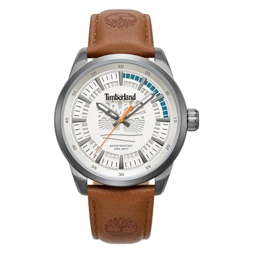 Image of Timberland Lanigan Danish Brown Leather Strap Watch 5ATM