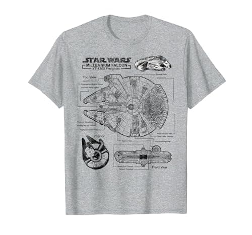 Image of Star Wars Millennium Falcon Schematic T-Shirt, Men, Heather Grey, X-Large