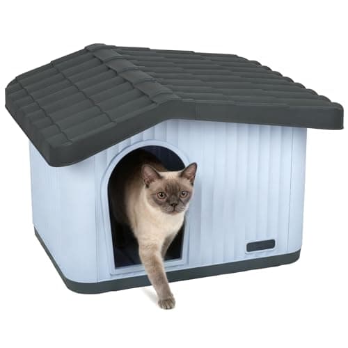 Image of VOUNOT® Dog House, Weatherproof Pet Shelter with Sloped Roof, Durable Kennel with Non-Slip Feet for Indoor & Outdoor Use, 60×51×41 cm, White