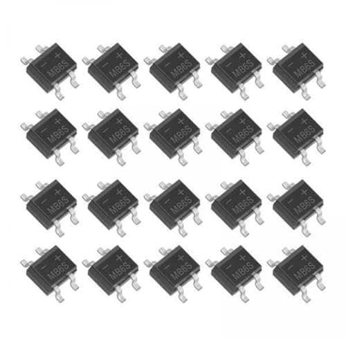 Image of Gurtt 20 PCS Bridge Rectifier Copper MB6S Diodes Bridge Rectifier 600V 0.5A(MB6S)