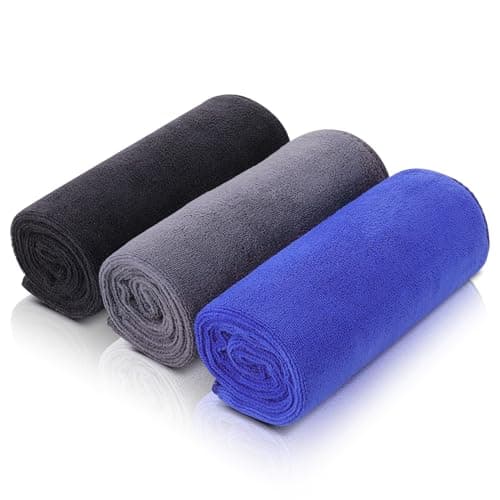 Image of Meng Jiaran 3 Pack Gym Towels Microfibre Sports Sweat Towels 75x35cm Fast Drying&Absorbent Towel For Adults Gym Fitness,Yoga,Camping(Grey,Black,Blue)