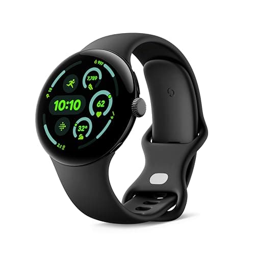 Image of Google Pixel Watch 3 (45 mm) – Android smartwatch with heart rate tracking, advanced running from Fitbit, fitness insights, 24-hour battery – Matte Black Aluminium Case – Obsidian band – LTE