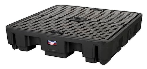 Image of Sealey 4 Drum Polyethylene Spill Pallet 1380 x 1290 x 280mm - DRP18