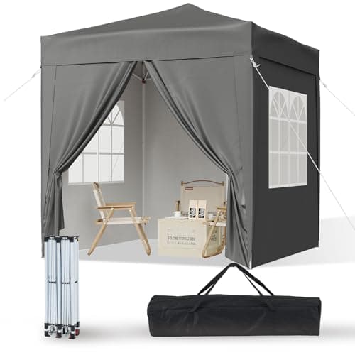 Image of Aoxun Pop Up Gazebo with Sides 2m x 2m, Metal Frame Shelter Tent for Outdoor Garden Party, with Mesh Windows & Carry Bag,Grey