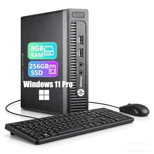 Image of HP EliteDesk 705 G3 Mini Desktop Computer PC, AMD A12-9800, 8GB RAM, 256GB SSD, WiFi, Bluetooth, US QWERTY Keyboard, Windows 11 Pro (Refurbished)