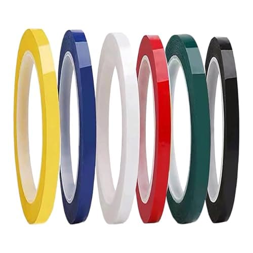 Image of Whiteboard Tape, 6 Rolls Coloured Whiteboard Grid Marking Tape Kit - Self Adhesive Thin Tape for Whiteboard, Grid Lines, Office & School Accessories - Includes Black, White, Red, Yellow, Blue, Green