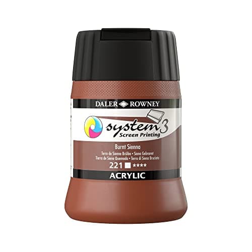 Image of Daler-Rowney System3 Acrylic Screen Printing Ink, Plastic Pot, 8.45oz - 250 ml, Burnt Sienna