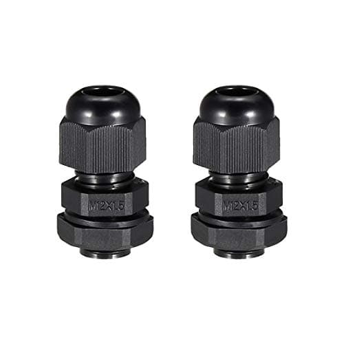 Image of sourcing map M12 Cable Gland Waterproof Plastic Joint Adjustable Locknut Black for 3mm-6.5mm Dia Cable Wire 2 Pcs