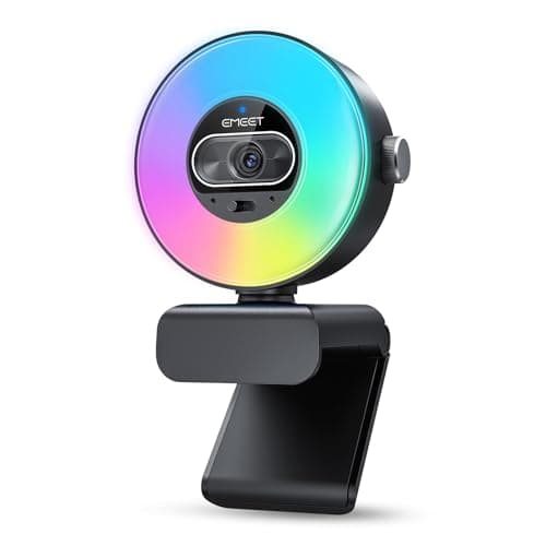 Image of EMEET S600L 4K Webcam for Streaming with Ring Light, 4 Lighting Modes, Rainbow Effect, 1/2" Sensor, AI Imaging, 0.2S PDAF, 2 Mics, Dial Control for OBS/Twitch/YouTube/Zoom/PC/Mac