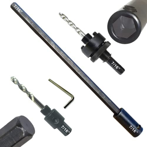 Image of Hole Saw Extension and Arbor Kit 7/16" : 1/2" Hex Arbors X2 and 12" Extension Fits Hole Saws from 5/8 Inch to 10 Inch with Both TCT and Hss Pilot Drill Bits So Drilling Deep Holes in Wood Or Masonry