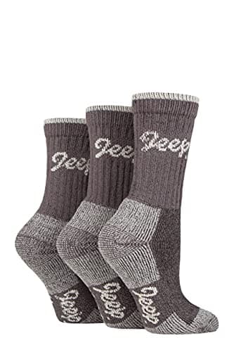 Image of TERRAIN JEEP 3 Pairs Cotton Walking Hiking Socks for Ladies - Padded Breathable Anti Blister Athletic Outdoor Performance Trekking Crew Socks for Women Slate/Cream 4-7