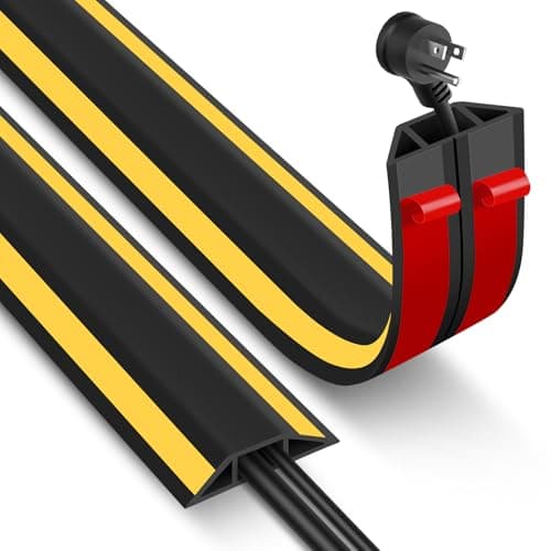 Image of Floor Cable Cover, 2 Meters Cable Protector Rubber Self-adhesive Wire Covers Floor Cable Tidy for Indoor Outdoor, Easy Lay Flat, 2m x 50mm