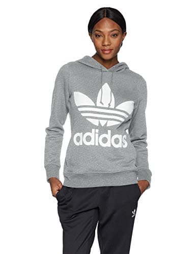 Image of adidas Originals Women's Trefoil Hoodie Hooded Sweatshirt, Medium Grey Heather1, X-Small
