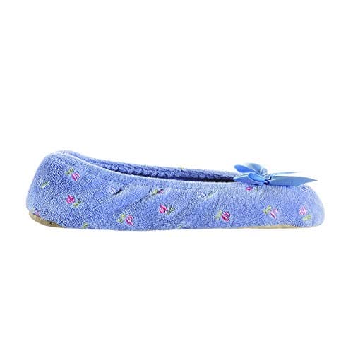 Image of Isotoner Womens Embroidered Ballerina Blue Size: 6.5-7.5