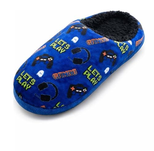 Image of GladRags Boys Gaming Gamer Slipper Mule, Blue, Size 12