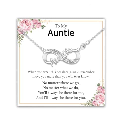 Image of EPIRORA Auntie Gifts from Niece Nephew, Silver Infinity Pendant Necklace Jewellery Auntie Presents for Women on Birthday Christmas Mother's Day Valentines Day