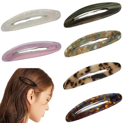 Image of Denipry 6pcs Large Hair Snap Clips Oval Non-Slip Enamel Water Drop Shape Rustproof Metal Vintage Hair Barrettes Accessories for Woman Girls (Multicolor)