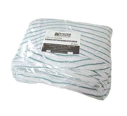 Image of 40x30cm (16x12") Striped Cotton Dishcloths - Pack of 20 (Green)