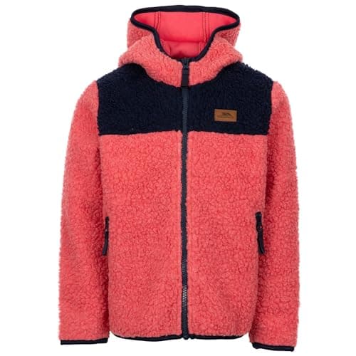 Image of Trespass Kids Teddy Fleece Hoodie Lindenn - Girls Boys Fleece Jacket, Zip Up Fuzzy Teddy Hoodie, Sherpa Autumn Winter Fluffy Outerwear Coat with Pockets