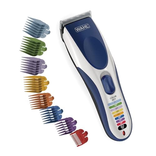 Image of Wahl Clipper Color Pro Cordless Rechargeable Hair Clippers, Hair trimmers, 21 pieces Hair Cutting Kit, Color Coded guide combs For Men, Kids and Babies By The Brand used by Professionals
