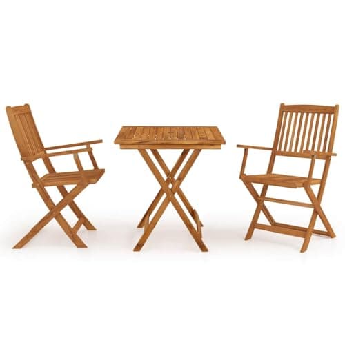 Image of FWIKDUN 3 Piece Folding Garden Dining Set Solid Acacia Wood with Oil Finished Table and Chairs, Outdoor Folding Dining Set for Patio