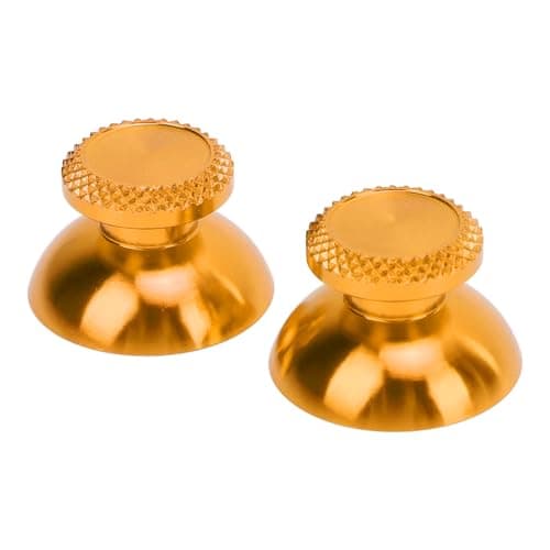 Image of Jopwkuin Aluminum Alloy Metallic Joystick Handheld Game Console Accessories Lightweight and Stylish Metal Analog Grips Stick Thumbsticks Controller 2Pcs (Yellow)