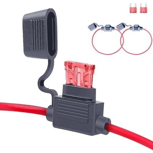 Image of 2-Pack Inline Fuse Holder, 16 AWG 10A In-Line Standard Blade Fuse Holder with Caps Automotive Replacement Fuses, Waterproof Mini Line Fuses Copper Wire Cables for Car Truck Motorcycle Boat