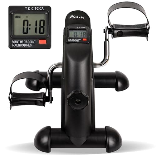 Image of Alivio Portable Mini Exercise Bike Pedal for Arms, Legs, Workout, Gym Fitness Foot Pedal Exercisers Exercise Machine, Smooth Magnetic Resistance Drive with 5In LCD Display (Black)