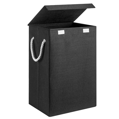 Image of 72L Foldable Laundry Basket with Lid – Large Capacity Washing Hamper with Handles Space-Saving Collapsible Dirty Clothes Storage Bin for Bedroom Bathroom Laundry Room (Black)