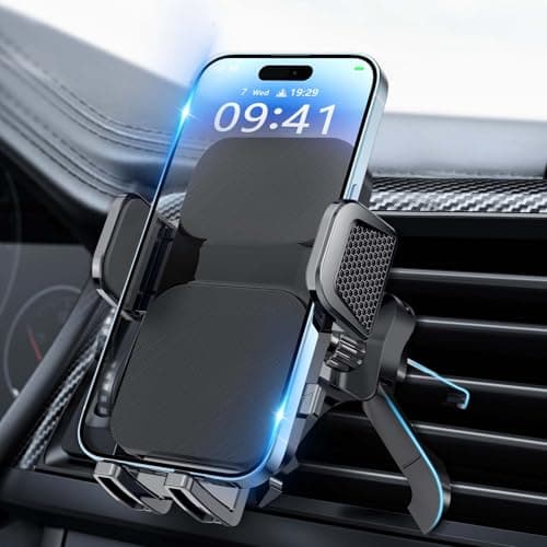 Image of Brencco Car Phone Holder Air Vent, 360° Rotation Car Phone Holder Hook Clip & Legs Double Support One Button Release for Cars Vent for iPhone, Galaxy, All 4.0''-7.0'' Smartphones