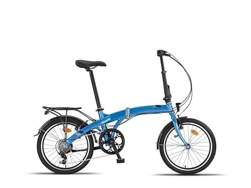 Image of PACTO Three - Folding bike - Aluminum frame - 6 gears - V-brakes - Completely equipped - Dutch quality foldable bike - Blue
