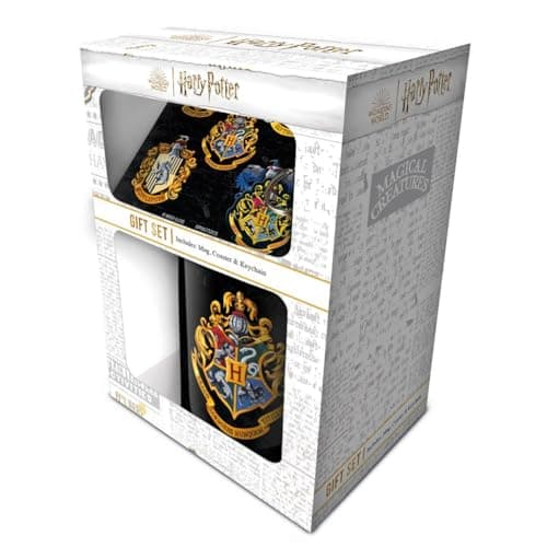 Image of Pyramid International Harry Potter 'Colourful Crest' Gift Set - Includes 11oz/312ml Mug, Coaster & Keychain - Ideal for Wizarding World Fans - One Size, Colorful Shield