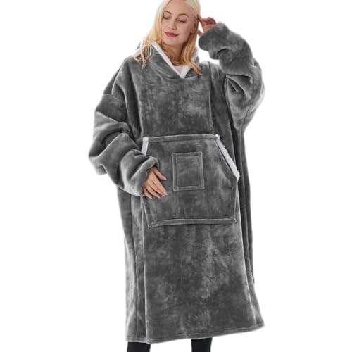 Image of NIULAA Oversized Hoodie Blanket Long with Sleeves, Sherpa Fleece Hooded Blanket Men Velvet Jumper Sweatshirt, Soft Warm Wearable Snuggle Hoodie Gift for Women Adults