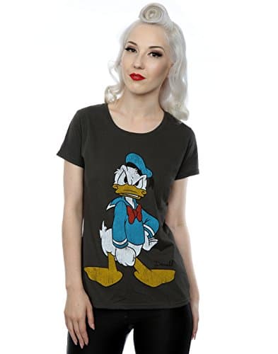 Image of Disney Women's Donald Duck Angry T-Shirt Small Light Graphite