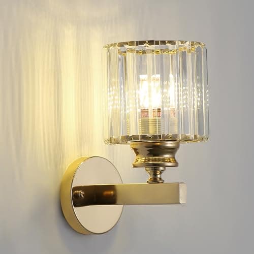Image of Sxtiger Modern Crystal Wall Light Sconce, E27 Rose Gold Crystal Wall Lamp, Hardwired Wall Lighting Fixtures for Bedside Bedroom Living Room Corridor Dining Room Hallway (Rose Gold)