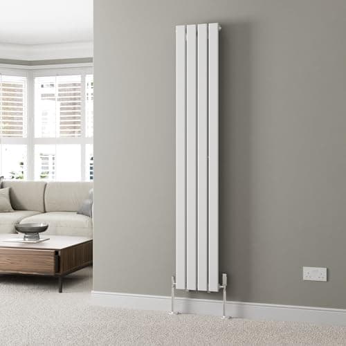 Image of DuraTherm® 1800 x 300mm White Vertical Designer Radiator Single Column Flat Panel Modern Central Heating Panels Bathroom Radiators