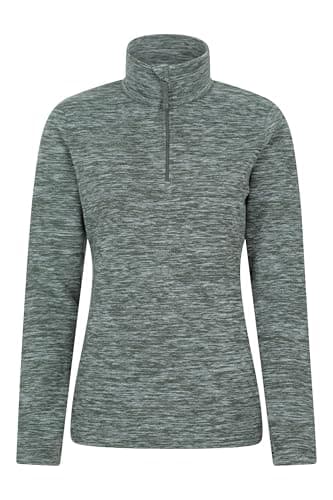 Image of Mountain Warehouse Snowdon Womens Fleece Top - Warm Ladies Pullover, Lightweight Sweater, Half Zip, Breathable & Quick Drying - Spring Summer, Walking, Travel Khaki Women's Size 12