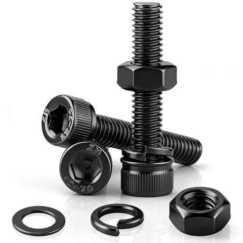 Image of NZNSML 80 Pcs Hex Socket Head Cap Screws Nuts and Bolts M2.5 x 20 mm Black Socket Screws Carbon Steel Full Threads Allen Bolts with Nuts and Washers for Repair Bicycle Home DIY
