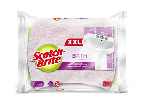 Image of Scotch-Brite Soft XXL Bathroom Scrub Sponge - 1 Piece per Pack - Non-scratch Scourer for Cleaning Bathroom Surfaces such as Glass, Chrome or Ceramic, White