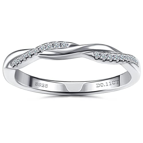 Image of KRFY Moissanite Engagement Ring 0.11ct Brilliant Round Cut D Color VVS1 Clarity Lab Created Diamond Eternity Rings 18K White Gold Plated Hypoallergenic Sterling Silver Wedding Rings for Women