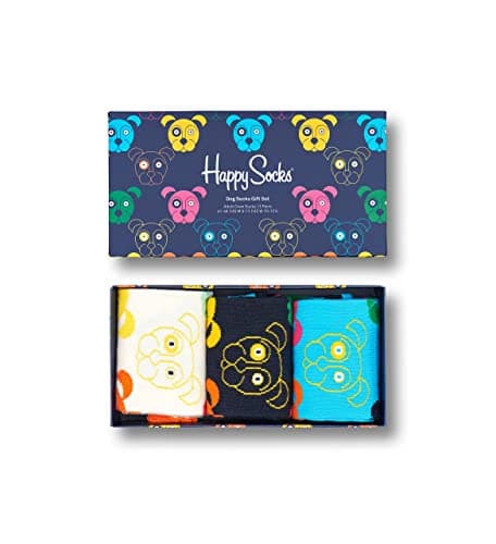 Image of Happy Socks, 3-Pack Gift Box Crew Socks, Dogs Socks for Men and Women, Mixed Dog Socks Gift Set, Size 36-40
