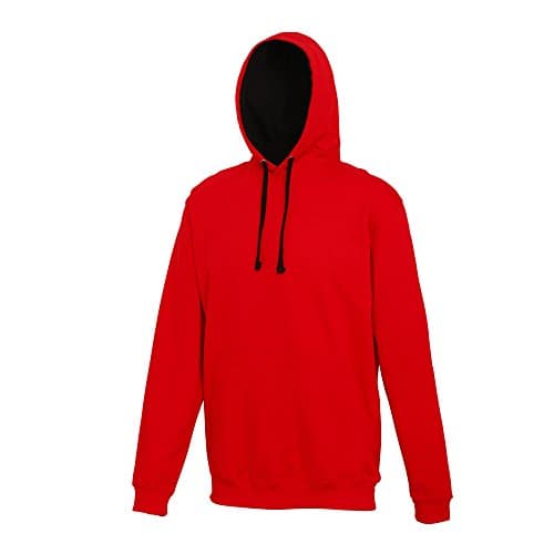 Image of AWDis Men's Varsity Hoodie, Multicoloured (Fire Red/Jet Black), XX-Large