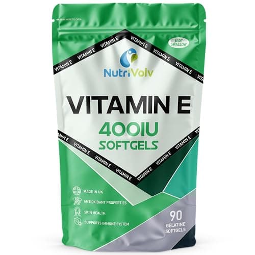 Image of Nutrivolv Vitamin E 400IU - 90 Softgels | Antioxidant Supplement for Skin Support & Cell Protection | Helps Reduce Oxidative Stress, Promotes Healthy Skin & Immune Support