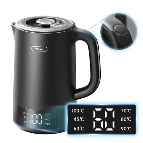 Image of Bear 1.7L Electric Kettle with 6 Temperature Settings, 1800-2200W, Auto Shut-off, Microprocessor Touch Panel, BPA Free, Dry Boil Protection, Fast Boiling, Black